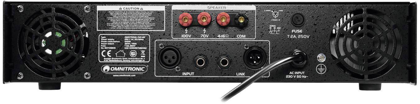 Omnitronic PAP-120 ELA-Verstärker 120 W 1-Kanal 1-Zonen