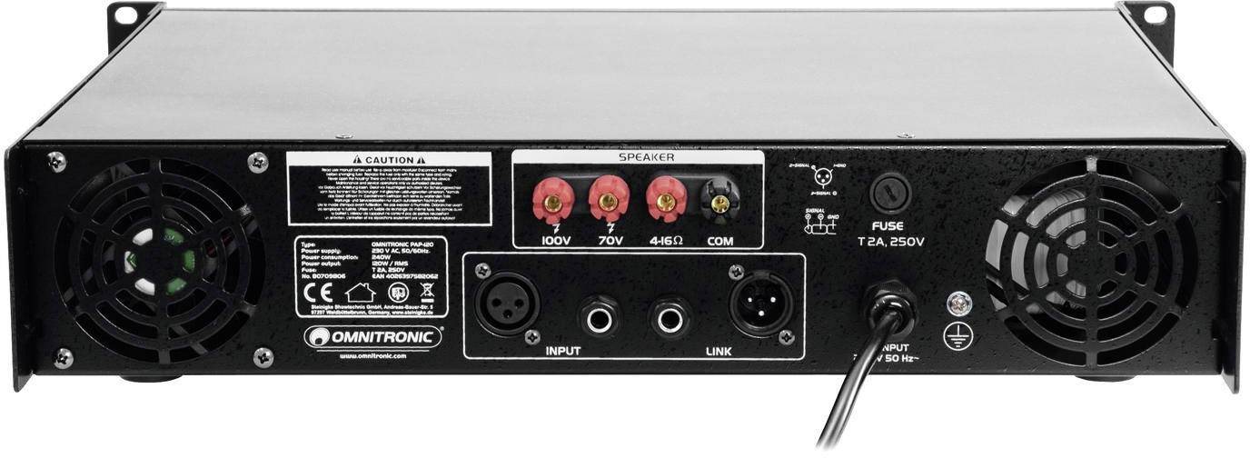 Omnitronic PAP-120 ELA-Verstärker 120 W 1-Kanal 1-Zonen
