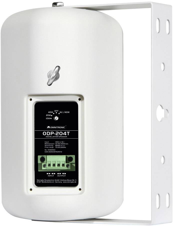 Omnitronic ODP-204T ELA-Wandlautsprecher 10W Weiß 1 Paar