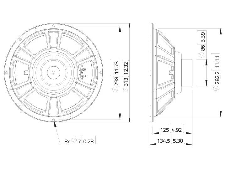Lavoce WSN122.50 12 Zoll 30.48cm Tieftöner 250W 8Ω