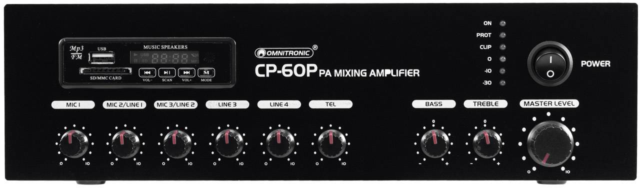 Omnitronic CP-60P ELA-Verstärker 60 W 6-Kanal 1-Zonen
