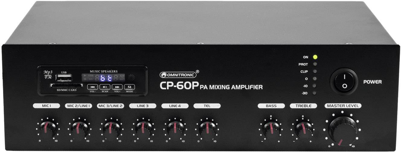 Omnitronic CP-60P ELA-Verstärker 60 W 6-Kanal 1-Zonen