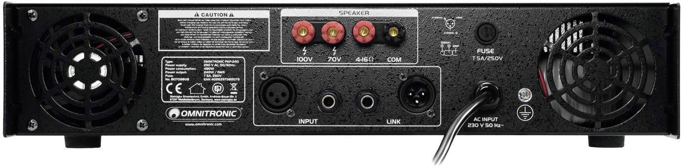 Omnitronic PAP-240 ELA-Verstärker 240W 1-Kanal 1-Zonen