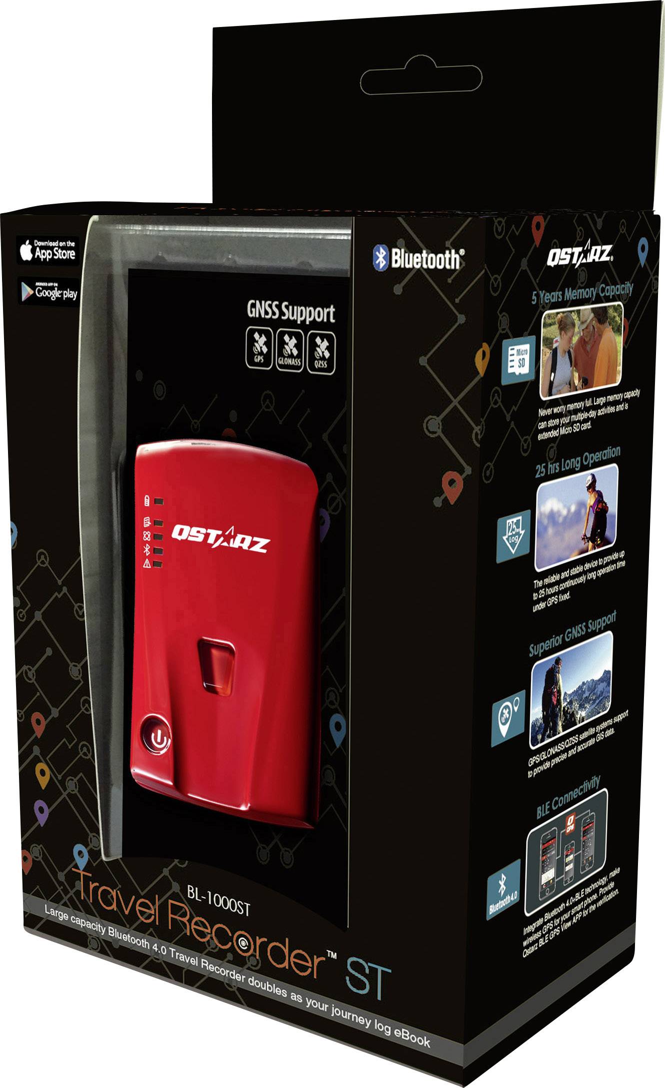 Qstarz BL-1000ST GPS Logger Personentracker Rot 1 St.