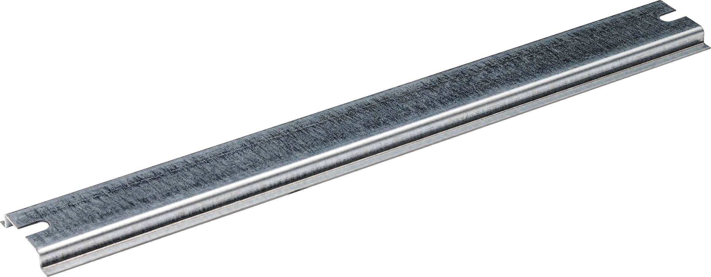 Ein silbernes Metalllineal mit Zoll- und Zentimeterskala auf einer Seite.