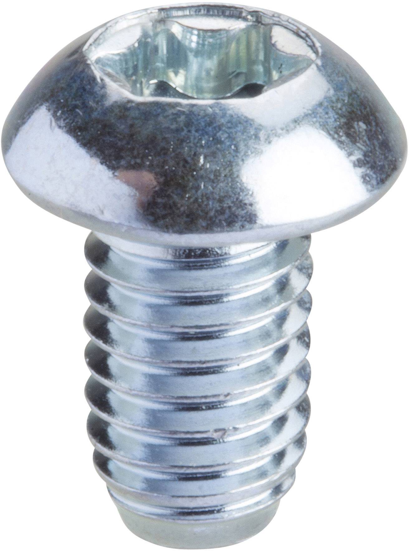 Eine silberne Kreuzschlitzschraube mit rundem Kopf, glänzend und metallisch, scheint für den allgemeinen Befestigungsgebrauch geeignet.