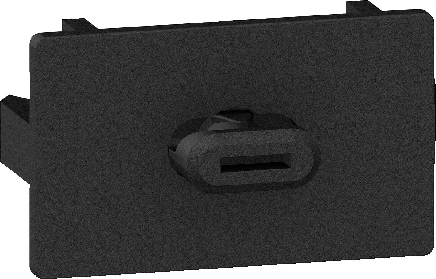 Schwarze USB-Anschlussbuchse auf rechteckiger Platte, dient zur Installation in Geräten für USB-Verbindungen.