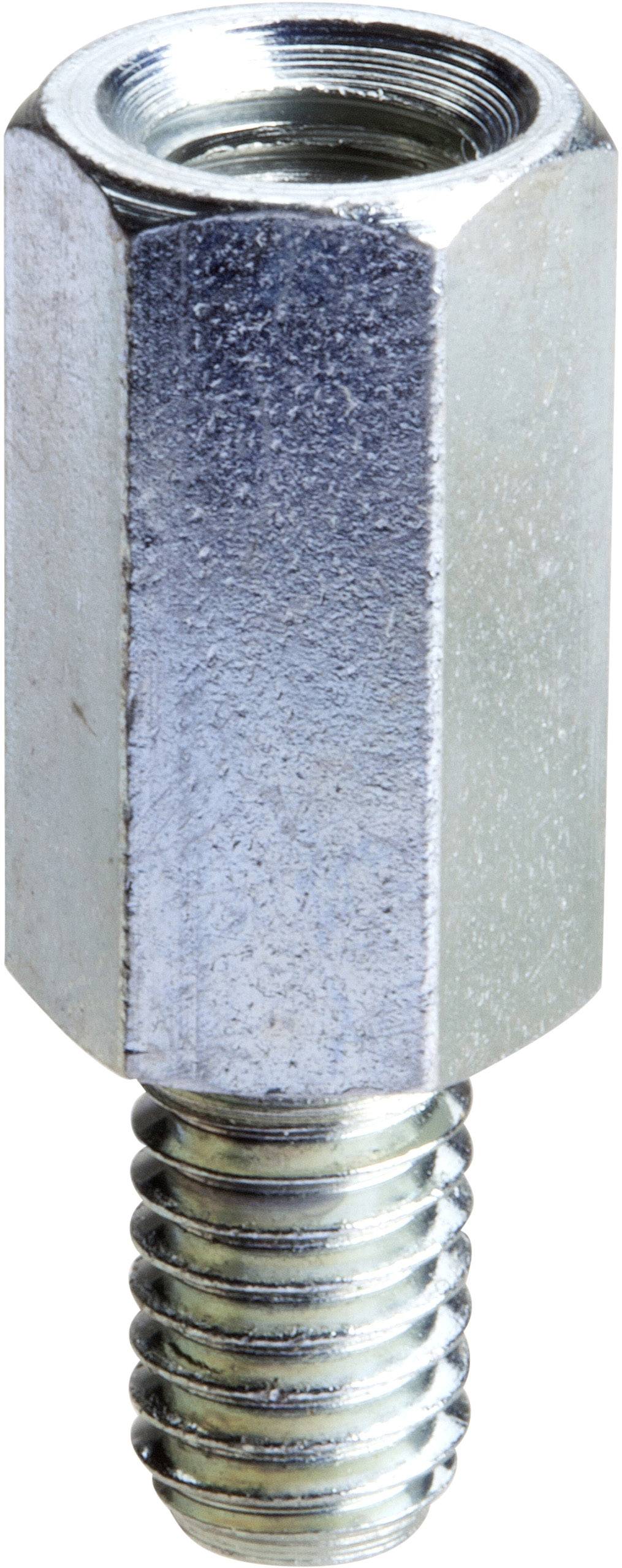 Sechskant-Abstandsbolzen aus Metall mit Innen- und Außengewinde.