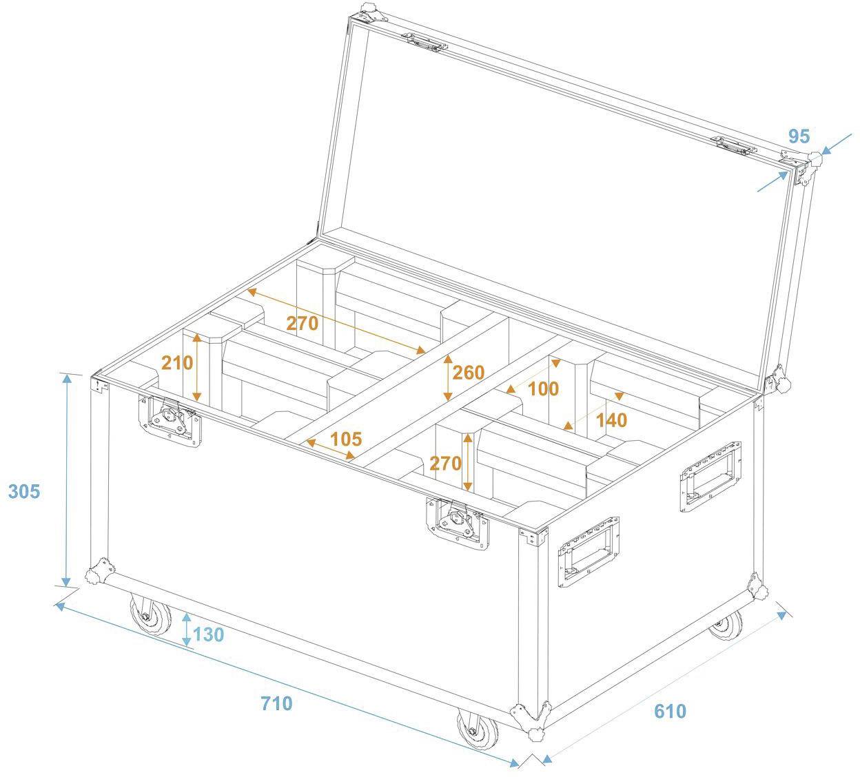 Roadinger LED TMH-X1 Case (L x B x H) 610 x 710 x 530 mm