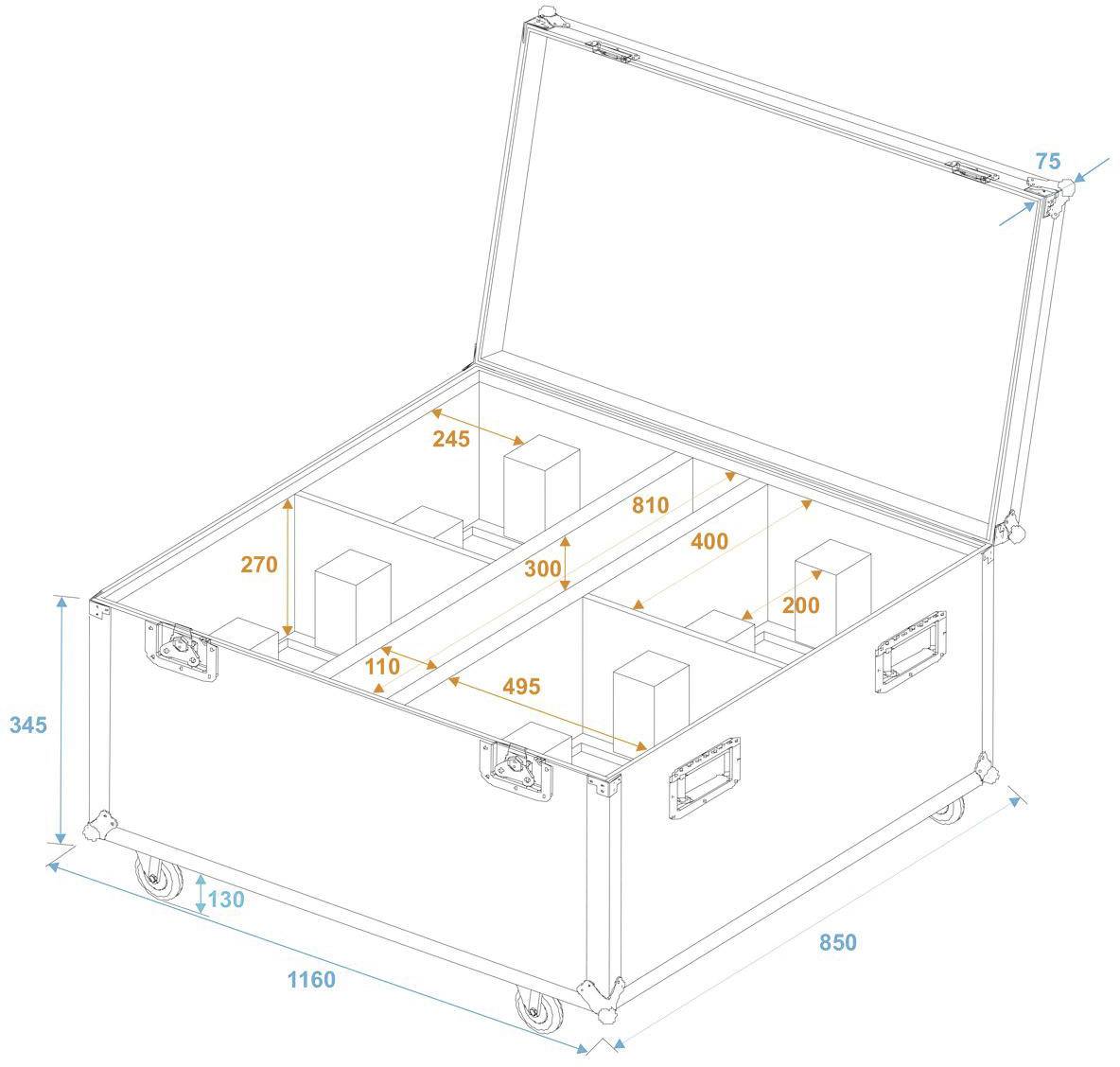 Roadinger THA-250F Case (L x B x H) 860 x 1160 x 550 mm