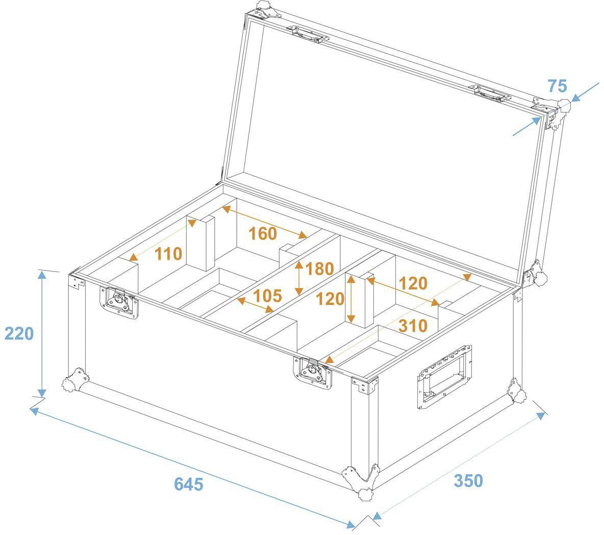 Roadinger THA-40 PC Case (L x B x H) 350 x 645 x 290 mm