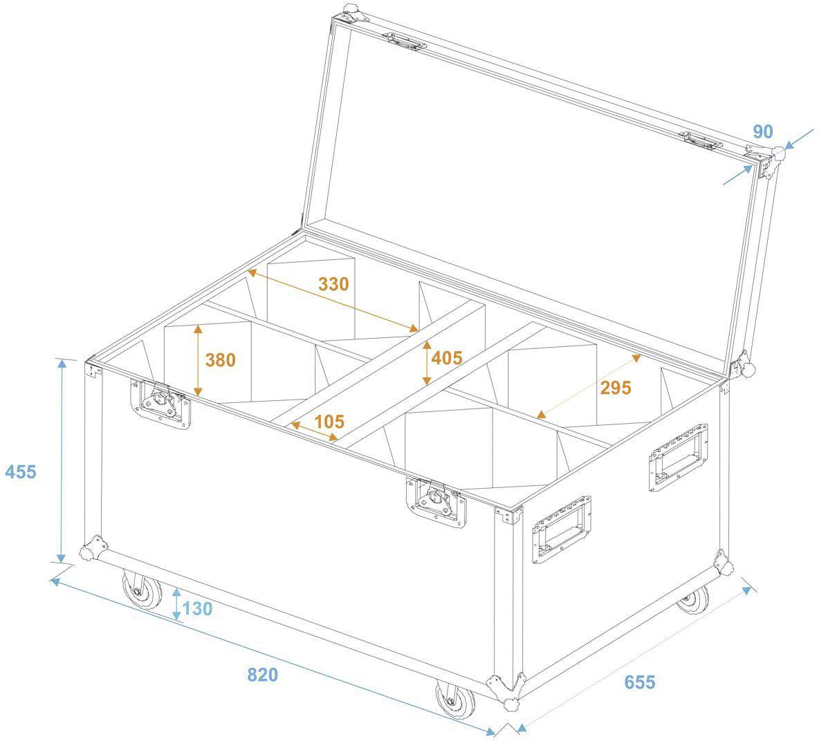 Roadinger LED THA-100F/THA-120PC Case (L x B x H) 65.5 x 82 x 67.5 cm