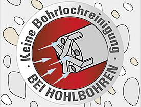 Ein Symbol zeigt einen rotierenden Zylinderbohrer und den Text 'Keine Bohrlochreinigung bei Hohlbohren'.