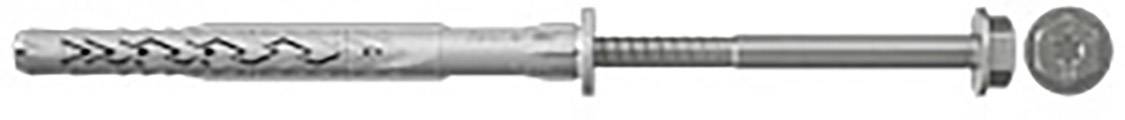 Metallischer Rahmendübel mit Kunststoffbeschichtung, seitlich abgebildet. Geeignet für stabile Befestigungen in verschiedenen Materialien.