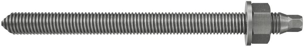 Metallschraube mit Sechskantmutter in Nahaufnahme, horizontale Ausrichtung, zeigt die Gewinde und befestigte Muttern.