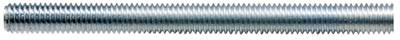 Ein langer, metallischer Gewindestab mit durchgehenden Gewinden, glänzt leicht und ist für Bau- oder Montagezwecke geeignet.