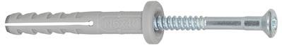 Grau-dübel mit Schraube, verwendet zur Befestigung in Mauerwerk oder Beton.