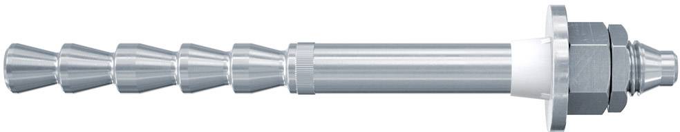 Metallschraubanker mit konisch zulaufendem Gewinde und Sechskantmutter, geeignet zur Befestigung schwerer Lasten in Beton.