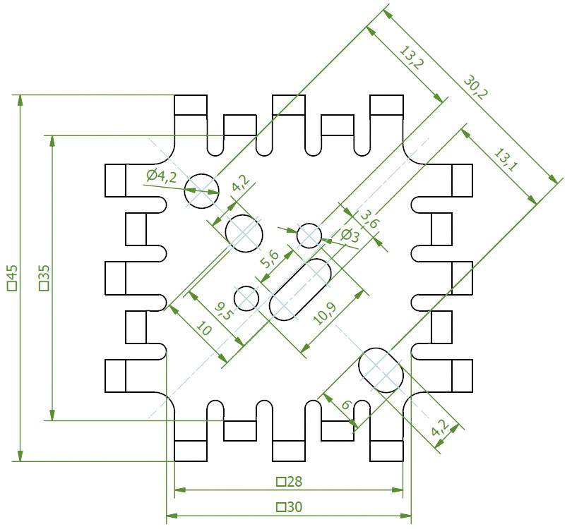 Fischer Elektronik 10034939 FK 201 SA-CB Fingerkühlkörper 6 K/W (L x B x H) 45 x 45 x 25.4mm TO-3, TO-55, SOT-9, SOT-32, TO-220