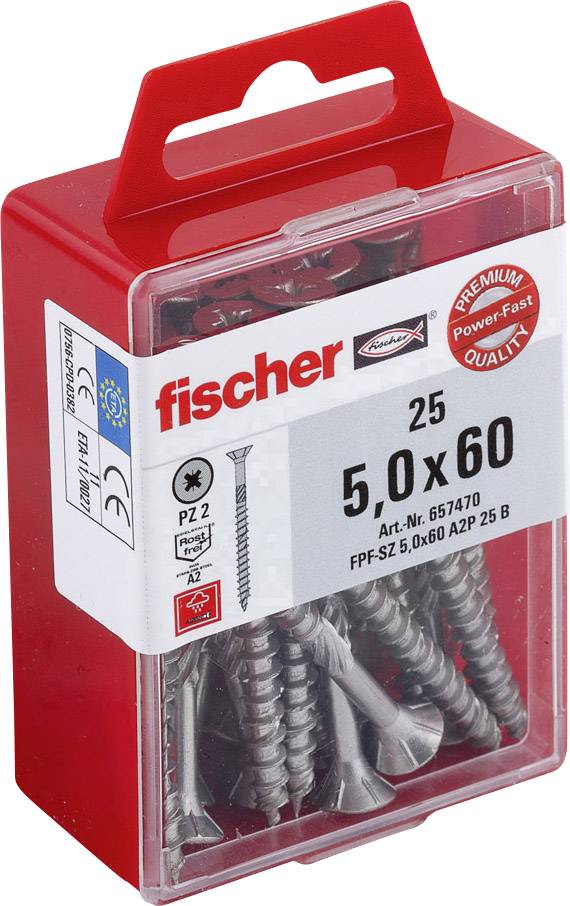 Fischer 657470 Holzschraube 5 mm 60 mm Kreuzschlitz Pozidriv galvanisch verzinkt 25 St.