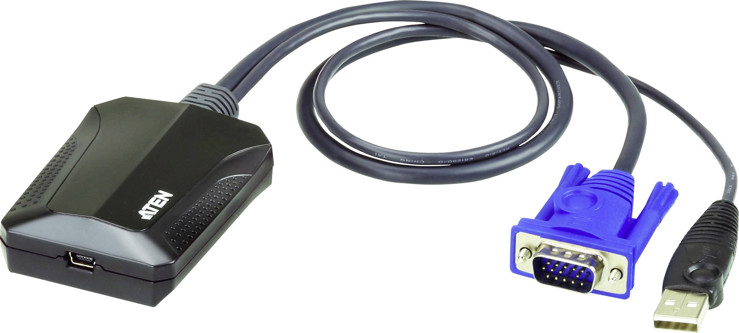 ATEN KVM Adapter [1x VGA-Stecker, USB 2.0 Stecker A - 1x USB 2.0 Buchse Mini-B] Schwarz