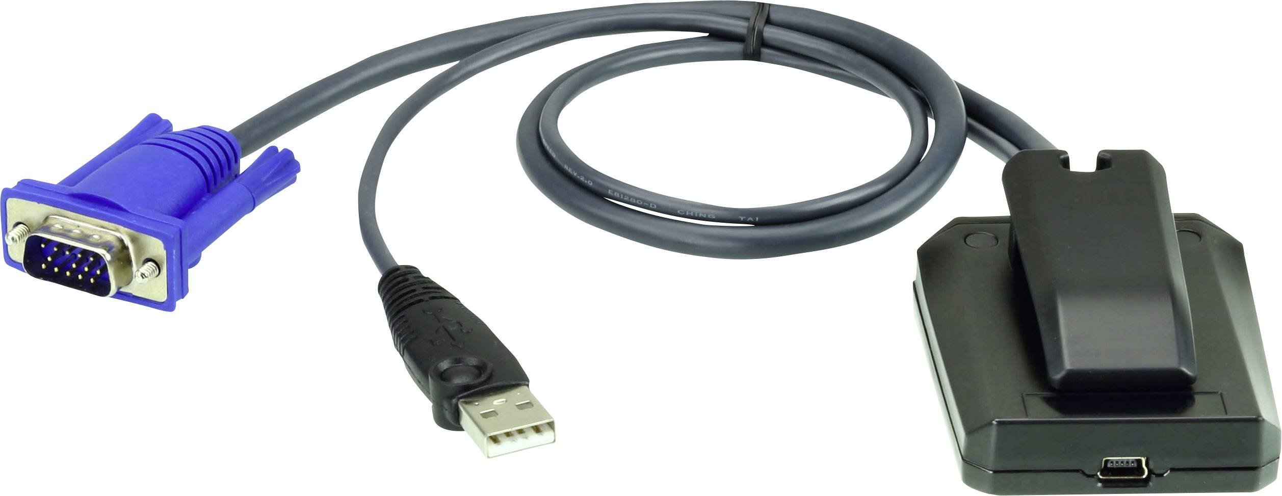 ATEN KVM Adapter [1x VGA-Stecker, USB 2.0 Stecker A - 1x USB 2.0 Buchse Mini-B] Schwarz