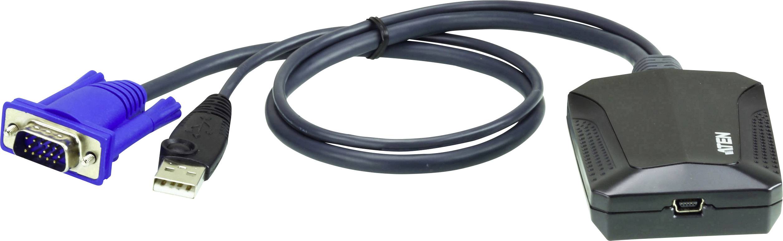 ATEN KVM Adapter [1x VGA-Stecker, USB 2.0 Stecker A - 1x USB 2.0 Buchse Mini-B] Schwarz