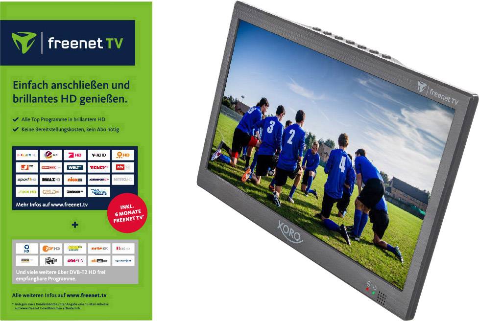 Xoro PTL 1050 Tragbarer TV 25.6 cm 10.1 Zoll EEK: E (A - G) inkl. 6 Monate freenet TV, Akkubetrieb, inkl. 12 V Kfz-Anschlusskabel, inkl. DVB-T Antenne