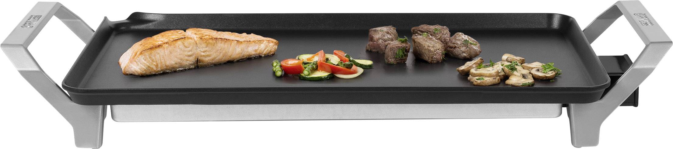 Princess Table Chef Premium XL Elektro Teppan Yaki Tischgrill mit manueller Temperatureinstellung Silber (matt), Schwarz