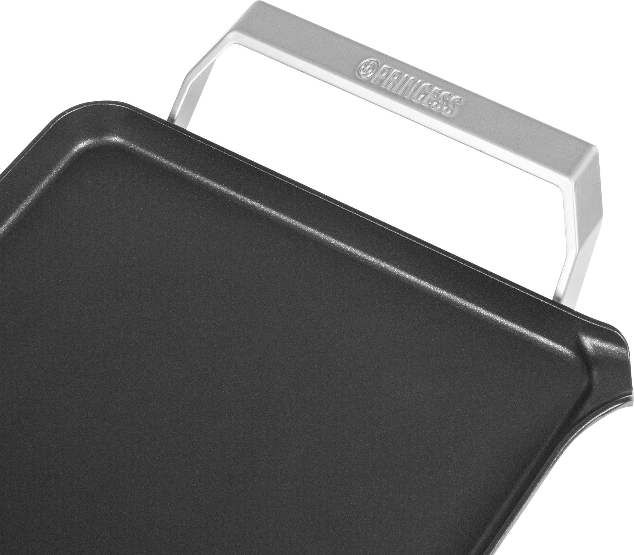 Princess Table Chef Premium XL Elektro Teppan Yaki Tischgrill mit manueller Temperatureinstellung Silber (matt), Schwarz