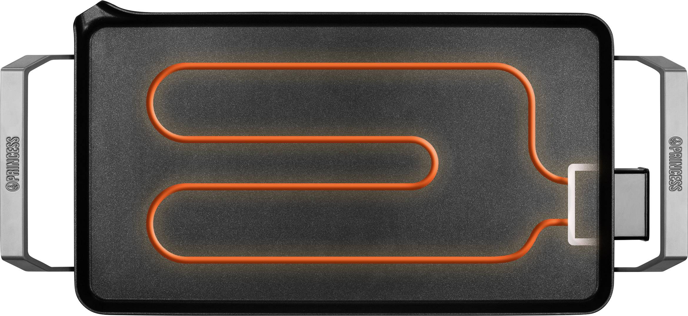 Princess Table Chef Premium XL Elektro Teppan Yaki Tischgrill mit manueller Temperatureinstellung Silber (matt), Schwarz