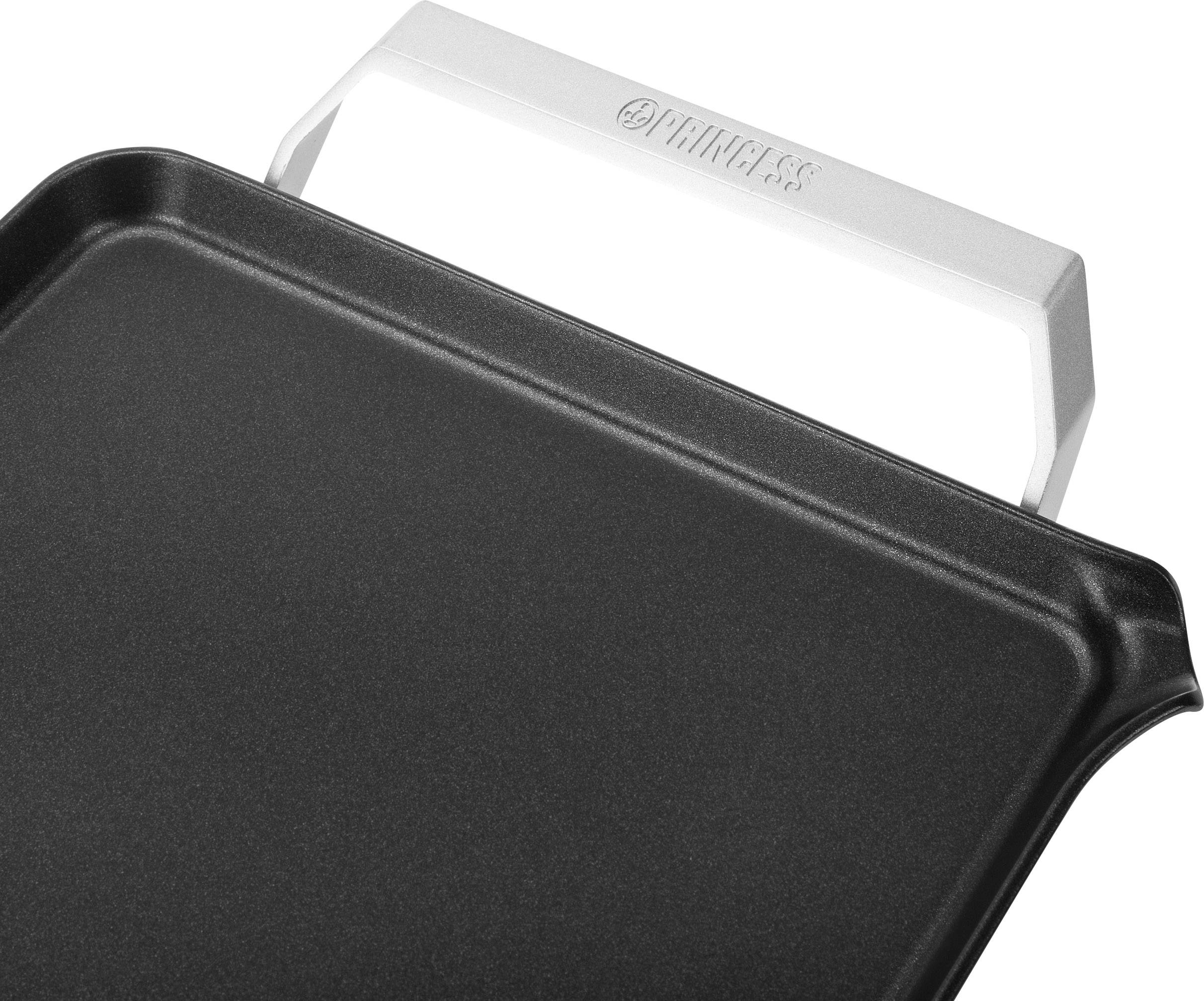 Princess Table Chef Premium XL Elektro Teppan Yaki Tischgrill mit manueller Temperatureinstellung Silber (matt), Schwarz