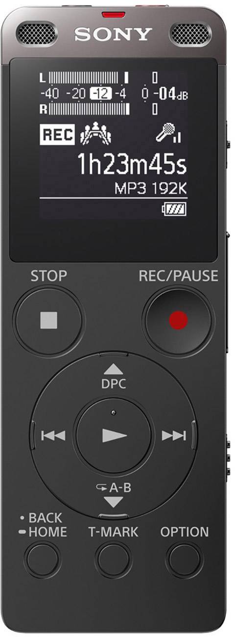 Sony ICD-UX560 Digitales Diktiergerät Schwarz inkl. Tasche, Geräuschunterdrückung