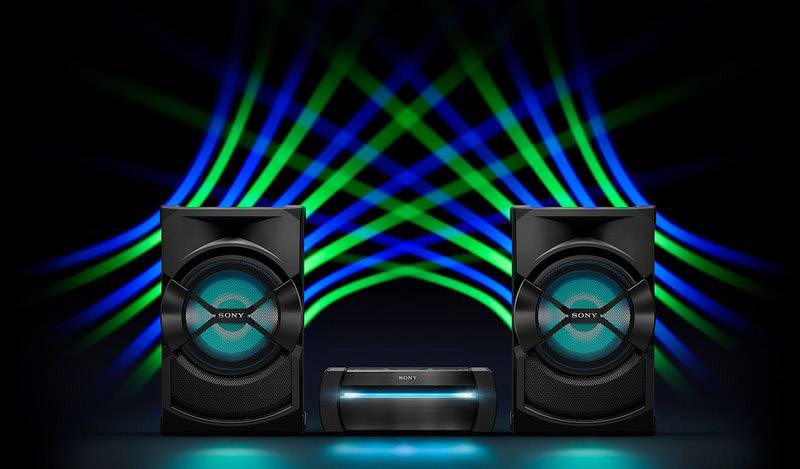 Sony Shake X30D Stereoanlage Bluetooth®, DVD, NFC, UKW, USB, Inkl. Karaoke-Funktion, Stimmungslicht Schwarz