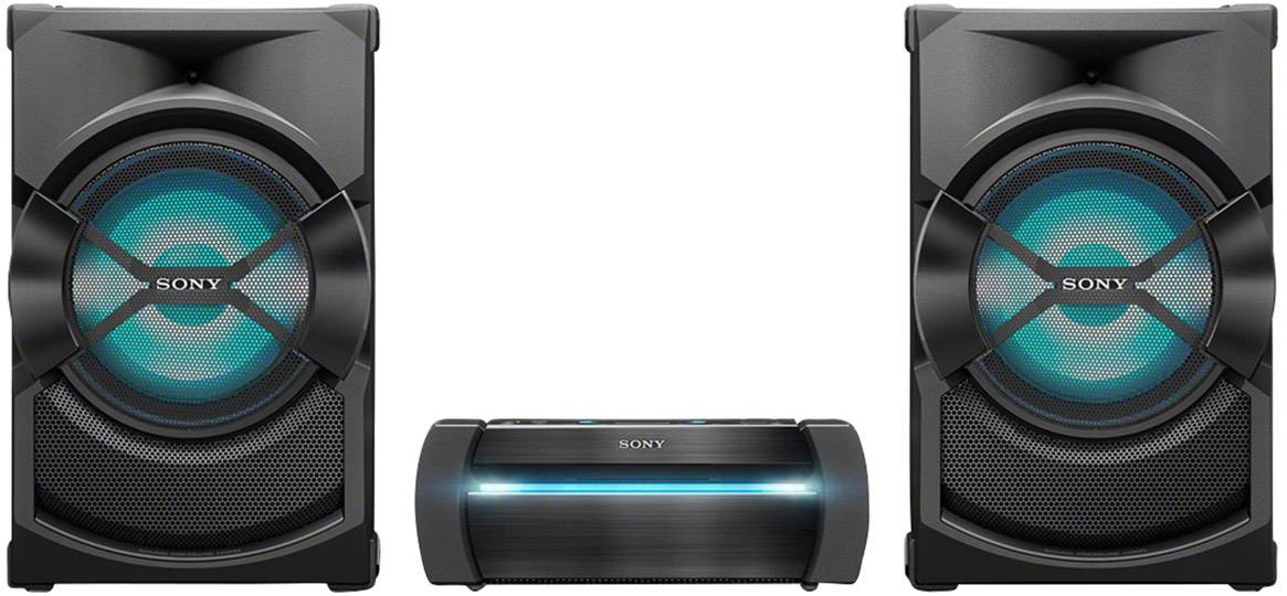 Sony Shake X30D Stereoanlage Bluetooth®, DVD, NFC, UKW, USB, Inkl. Karaoke-Funktion, Stimmungslicht Schwarz