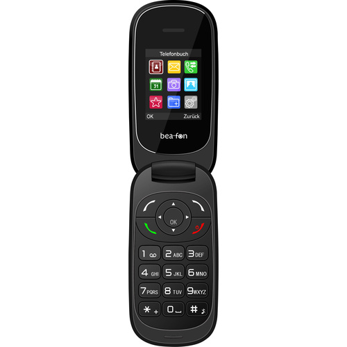 beafon C220 Téléphone portable à clapet noir, noir vernis