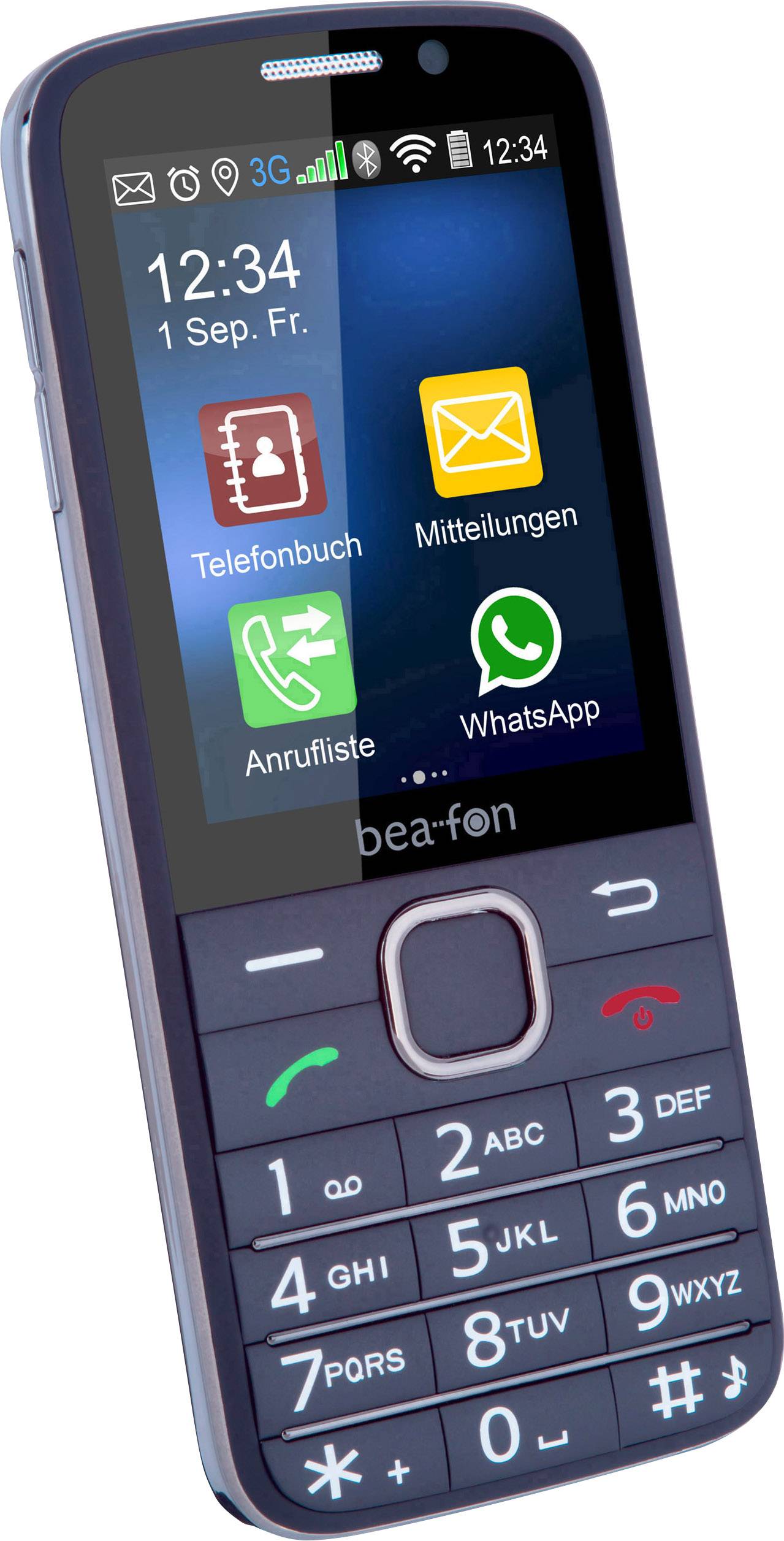 Beafon SL810 Senioren-Handy mit Ladestation, SOS Taste Schwarz (gummiert), Schwarz