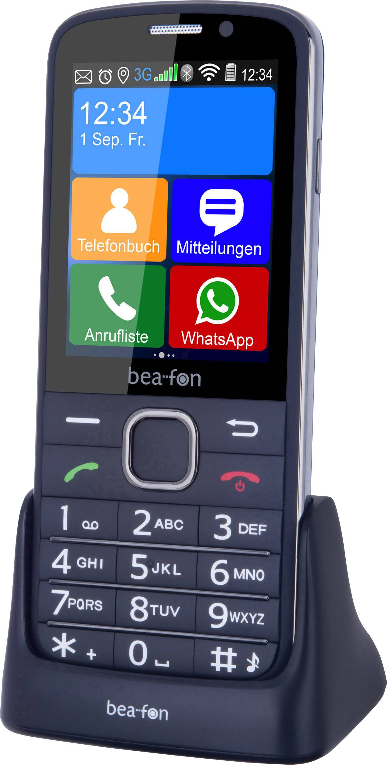Beafon SL810 Senioren-Handy mit Ladestation, SOS Taste Schwarz (gummiert), Schwarz