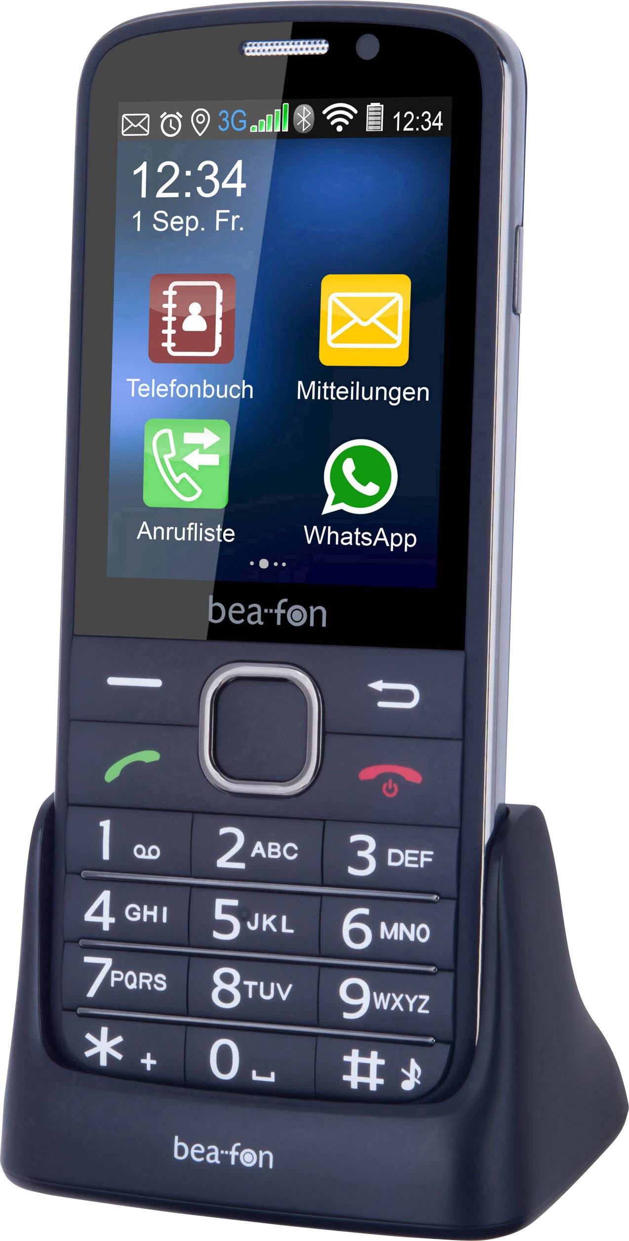 Beafon SL810 Senioren-Handy mit Ladestation, SOS Taste Schwarz (gummiert), Schwarz