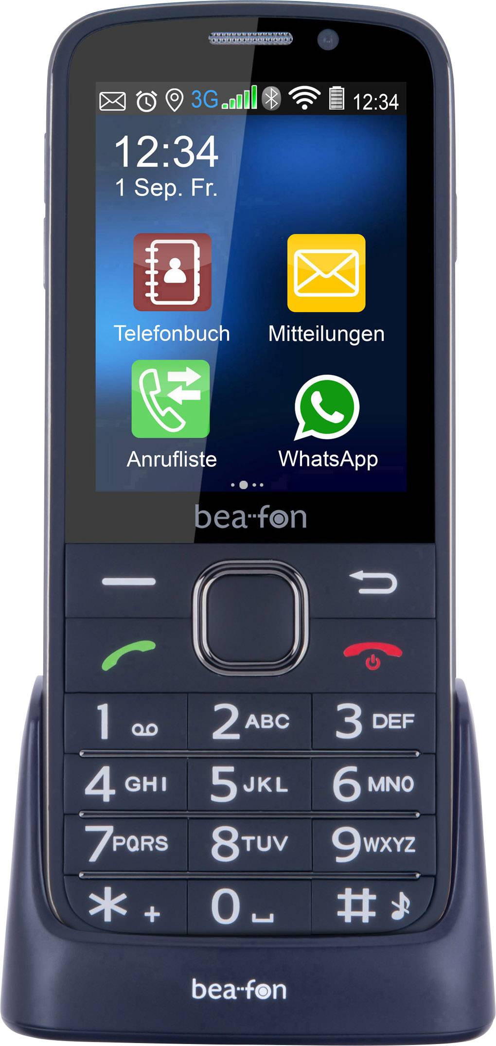 Beafon SL810 Senioren-Handy mit Ladestation, SOS Taste Schwarz (gummiert), Schwarz