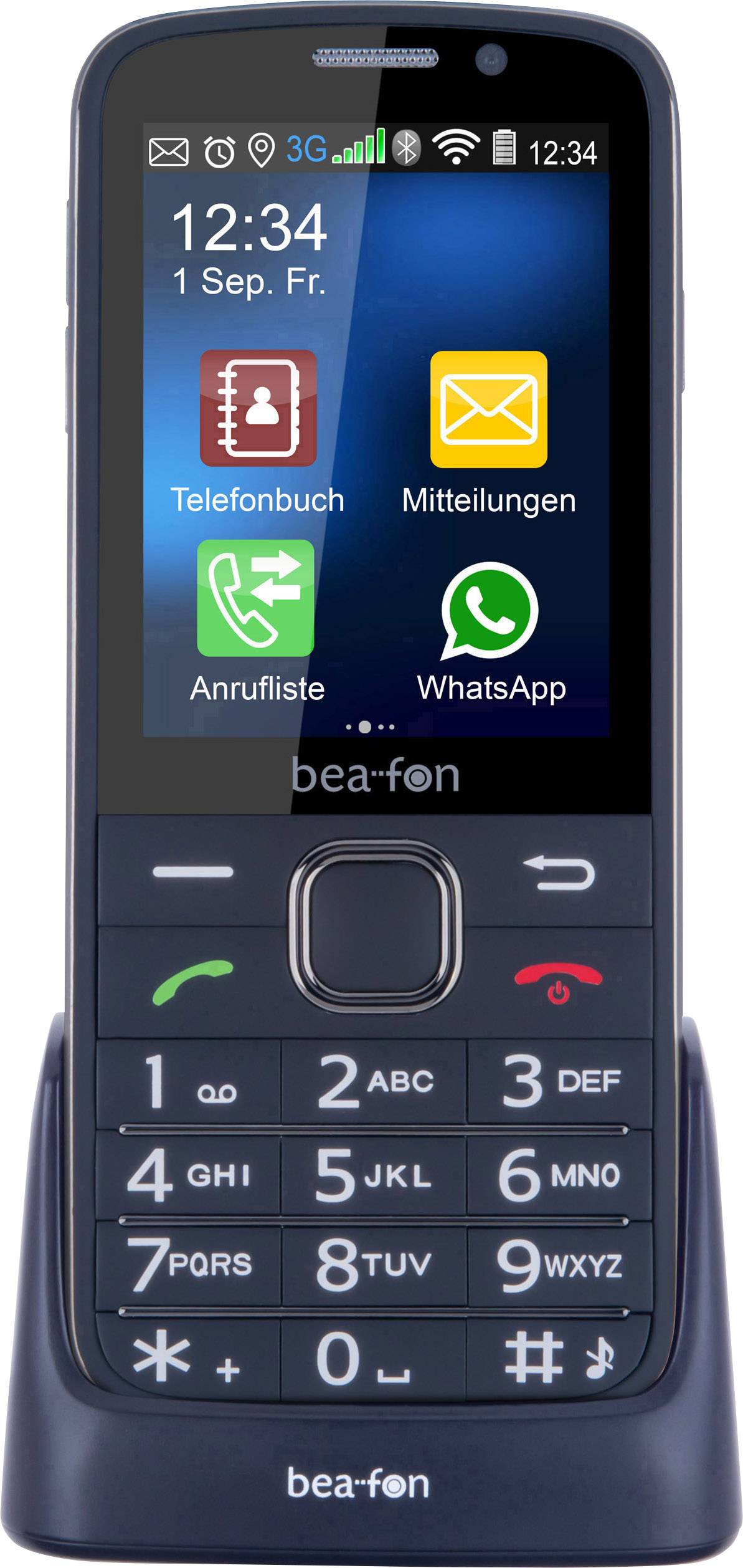 Beafon SL810 Senioren-Handy mit Ladestation, SOS Taste Schwarz (gummiert), Schwarz