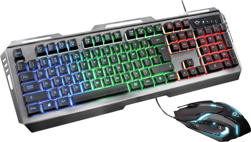 Trust GXT845 Tural USB Gaming-Tastatur, Maus-Set Beleuchtet, USB-Anschluss Deutsch, QWERTZ Schwarz