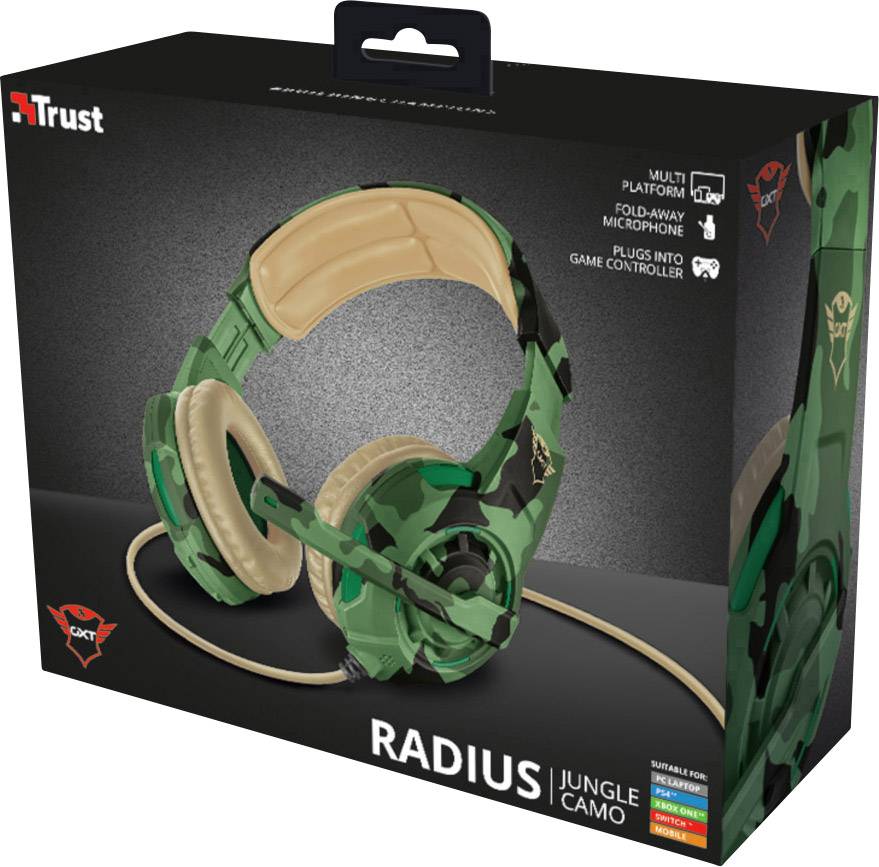 Trust GXT310C Radius Jungle Camo Gaming Headset 3.5mm Klinke schnurgebunden On Ear Camouflage Stereo