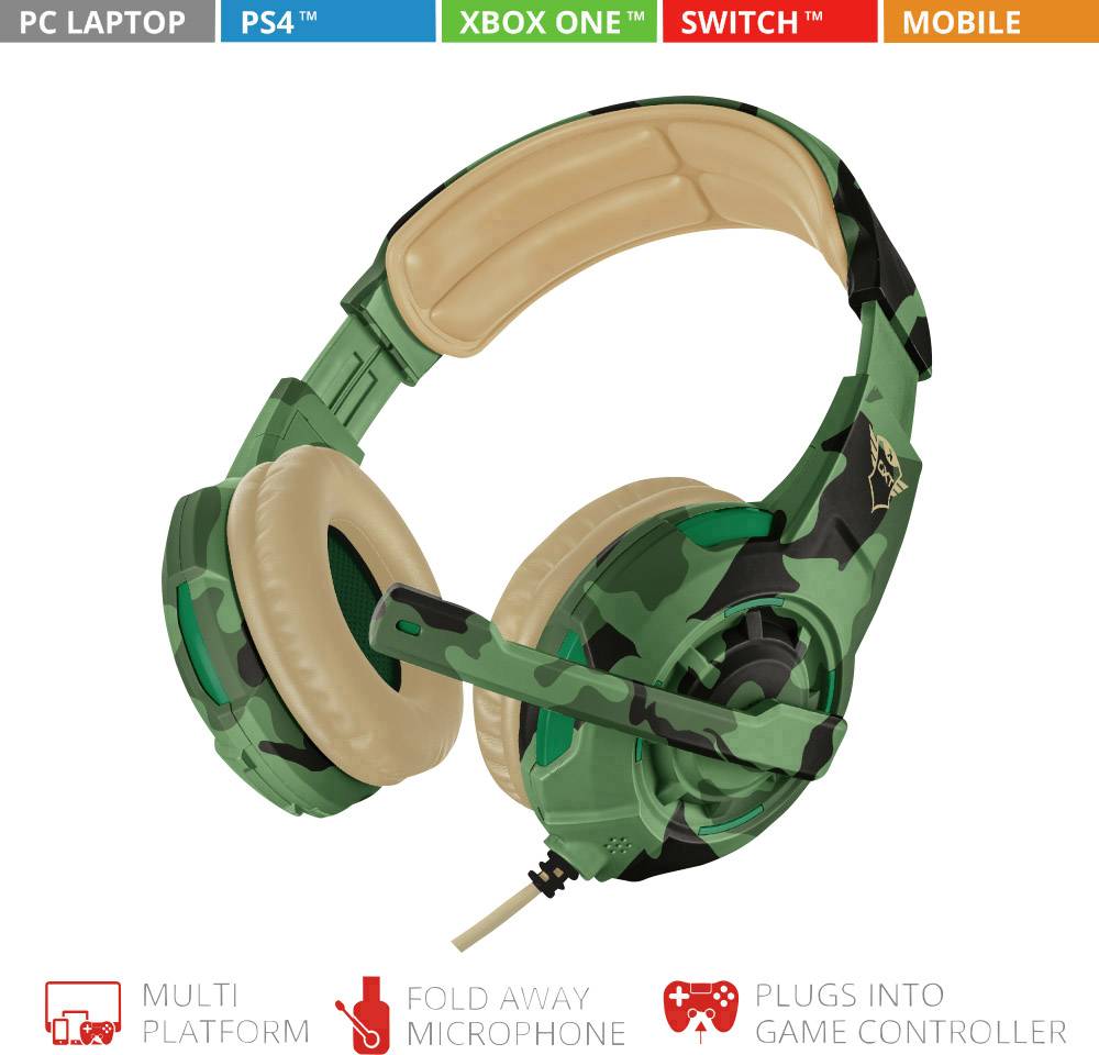 Trust GXT310C Radius Jungle Camo Gaming Headset 3.5mm Klinke schnurgebunden On Ear Camouflage Stereo