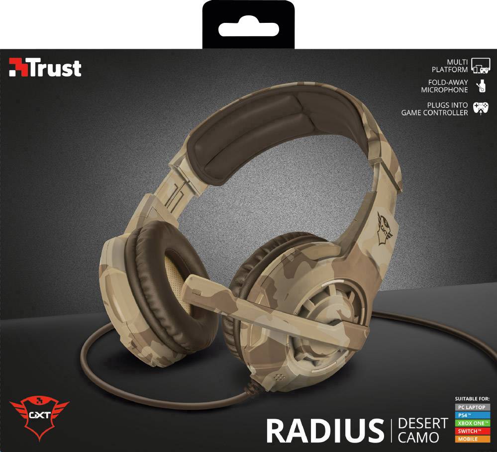 Trust GXT310D Radius Desert Camo Gaming On Ear Headset kabelgebunden Stereo Braun Lautstärkeregelung