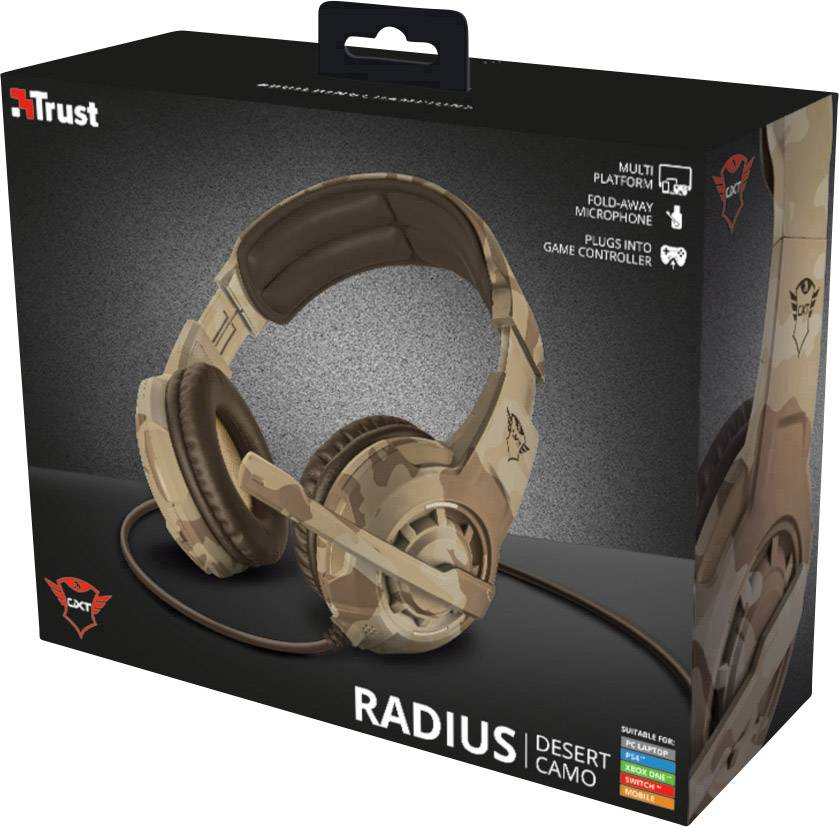 Trust GXT310D Radius Desert Camo Gaming On Ear Headset kabelgebunden Stereo Braun Lautstärkeregelung