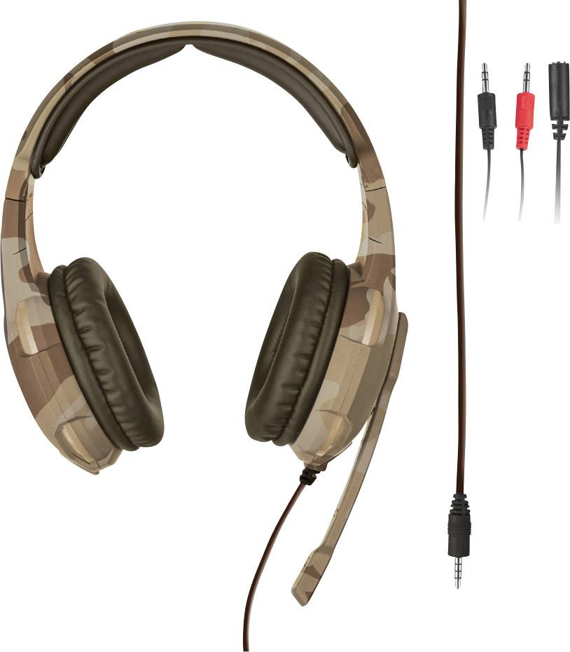 Trust GXT310D Radius Desert Camo Gaming On Ear Headset kabelgebunden Stereo Braun Lautstärkeregelung