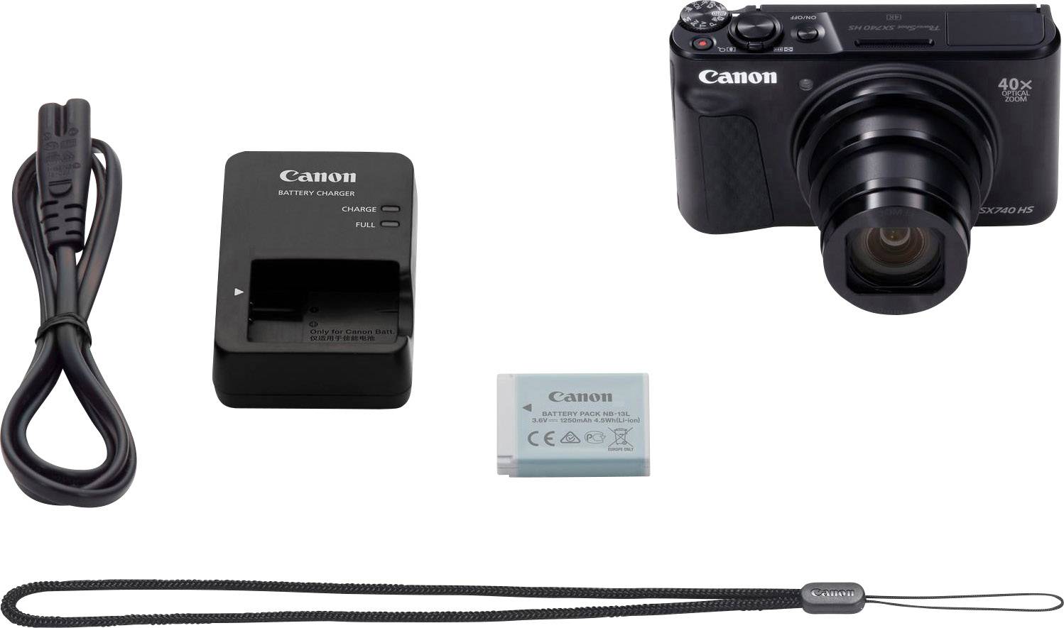 Canon PowerShot SX740 HS Digitalkamera 20.3 Megapixel Opt. Zoom: 40 x Schwarz 4K-Video, Bluetooth, Dreh-/schwenkbares Display