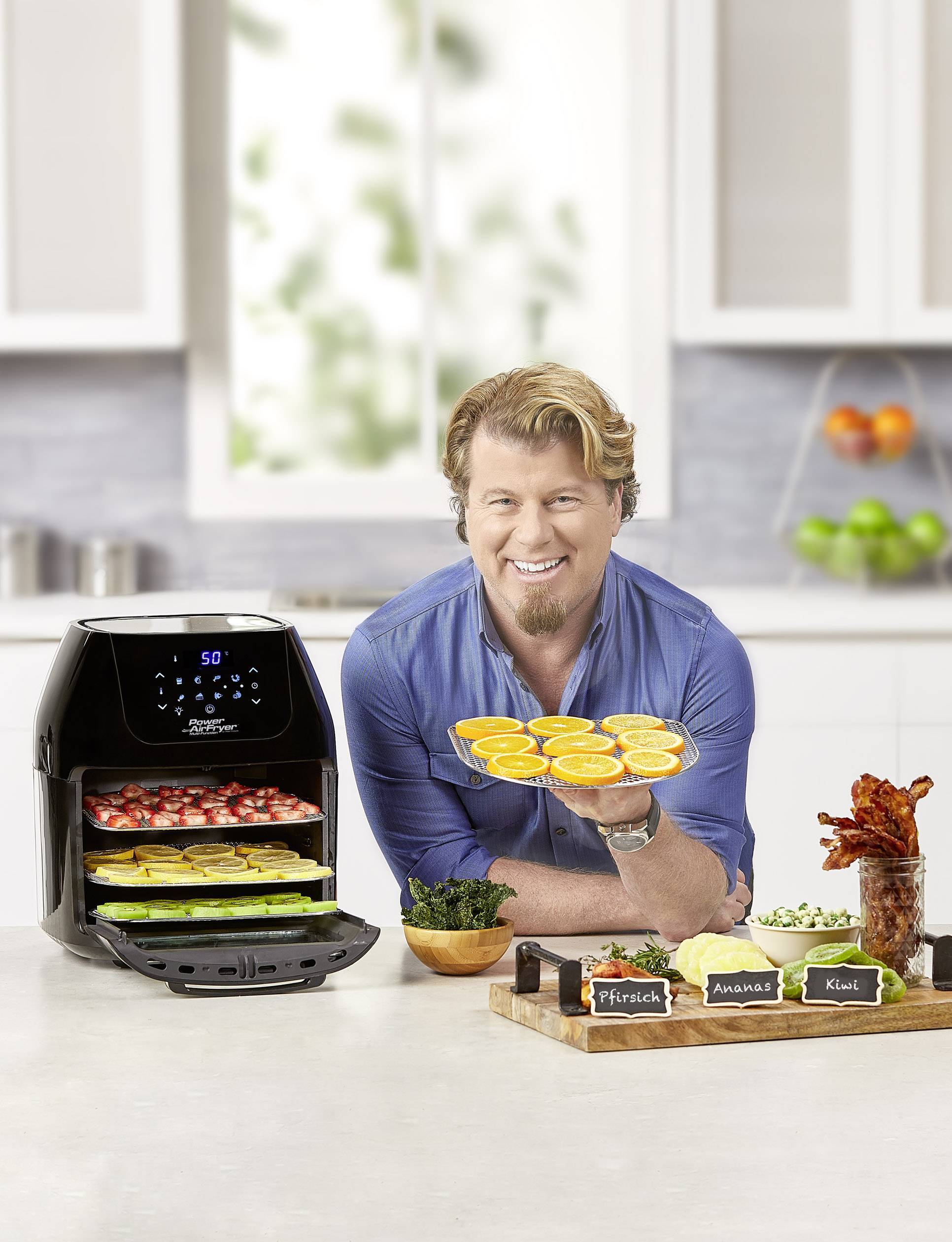 MediaShop Power AirFryer Multi-Function Heißluft-Ofen 1800 W Grillfunktion Schwarz