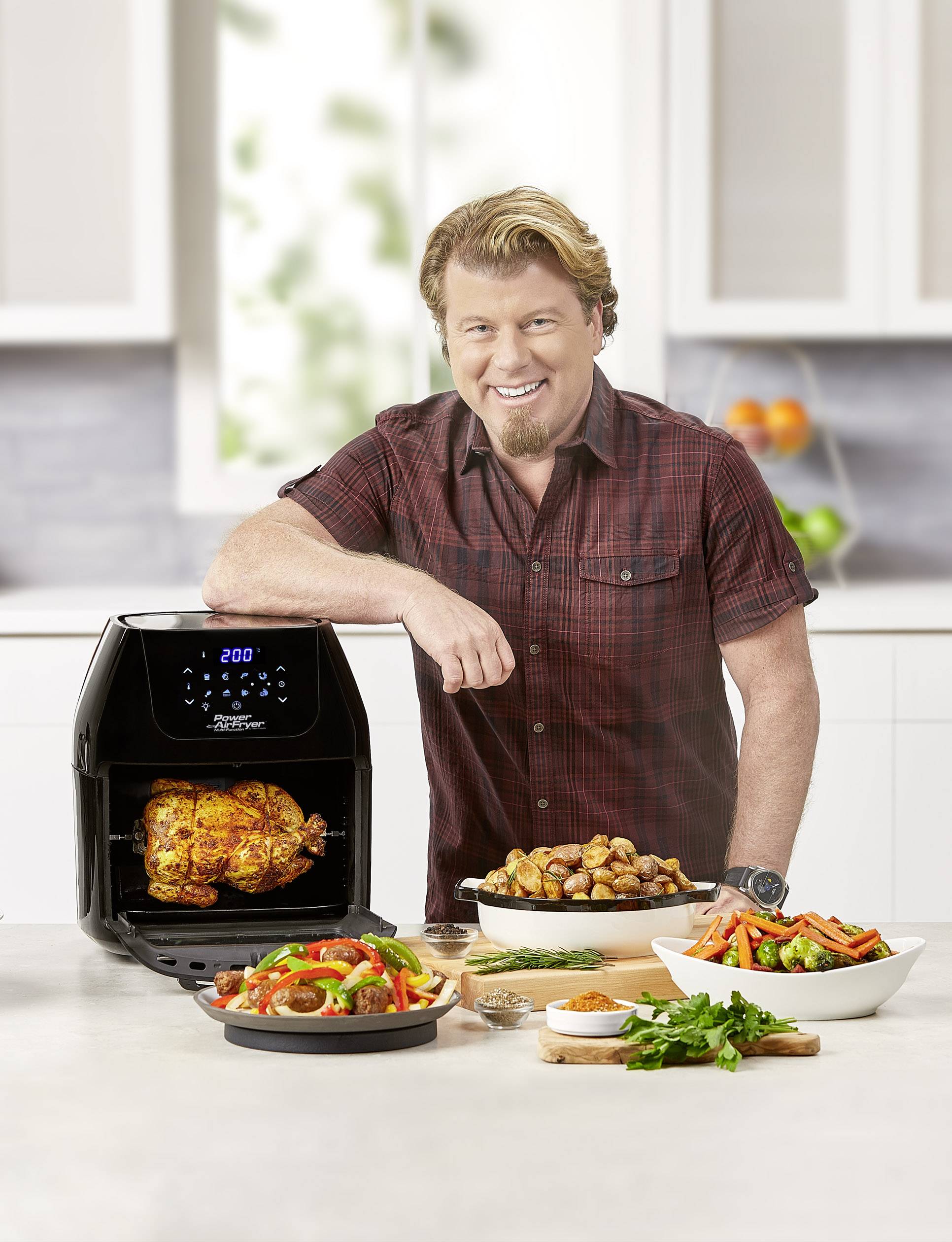 MediaShop Power AirFryer Multi-Function Heißluft-Ofen 1800 W Grillfunktion Schwarz